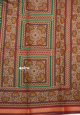 Kalanjali chanderi silk cotton kalamkari floral prints - Green